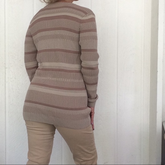 LAFAYETTE 148 BROWN TAN STRIPED CARDIGAN SIZE SMALL - Picture 4 of 8